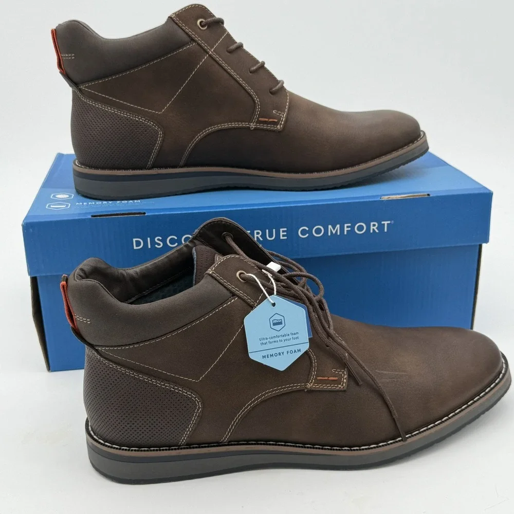 Nunn Bush Circuit DC Plain Toe Chukka Brown Boot Men 10.5 Softgel Heel Pod NIB